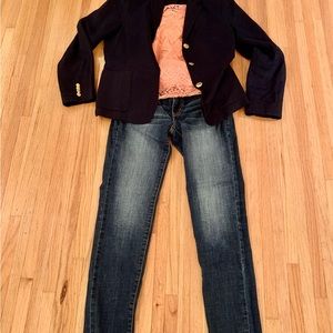 Chaps Ralph Lauren Navy Linen Blazer Size 10